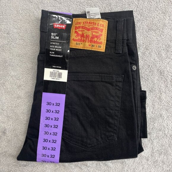 NEW Levis 511 Slim Men's W30 L32 Fit Jeans Black Advanced Stretch - Picture 2 of 9